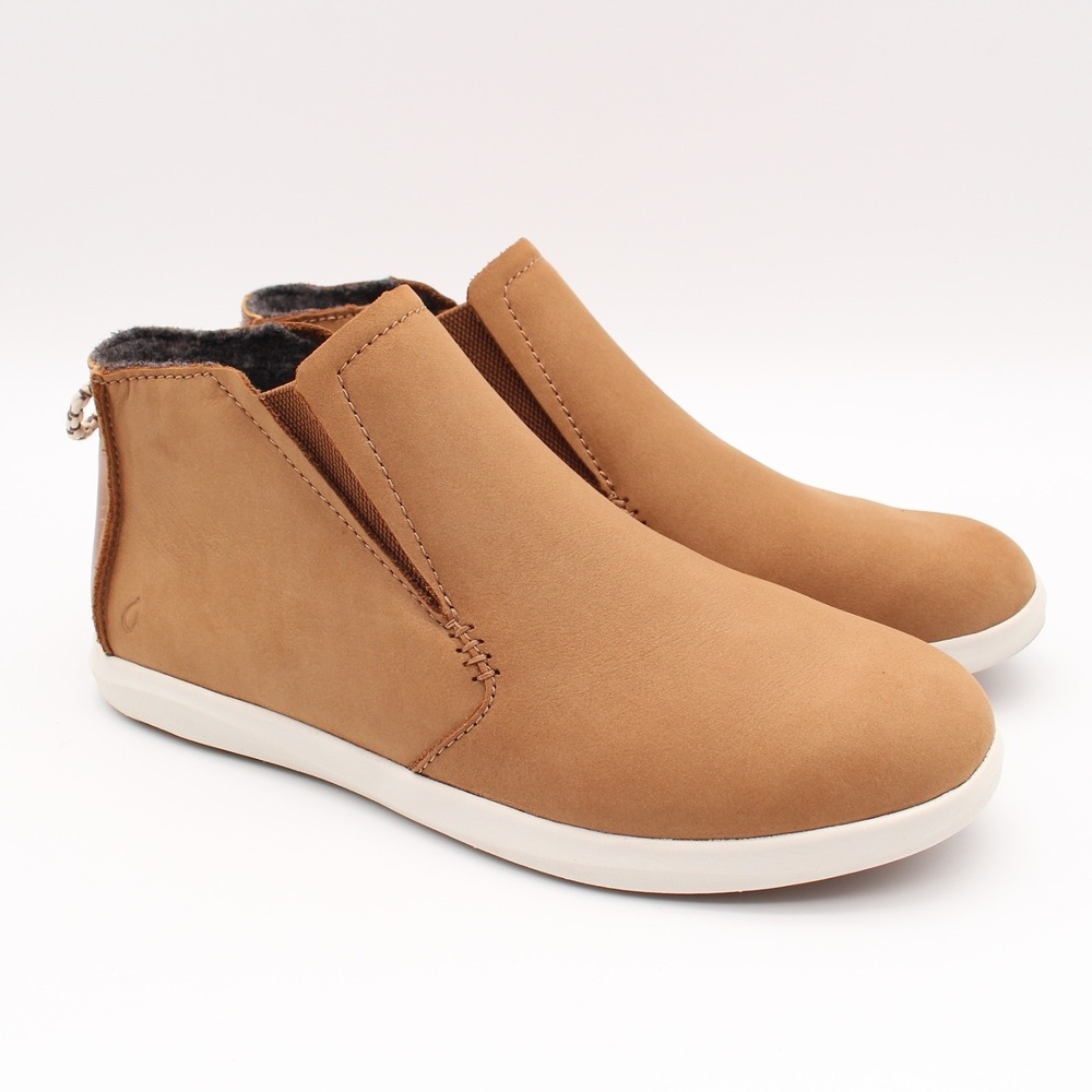 Olukai Hawai'iloa Manu Hope Boots Womens Size 8 Tan Leather Ankle Waterproof
